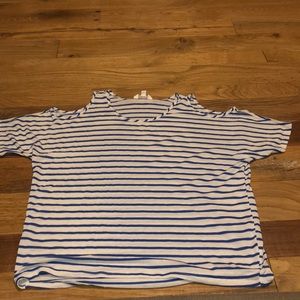 Off the shoulder striped shirt
